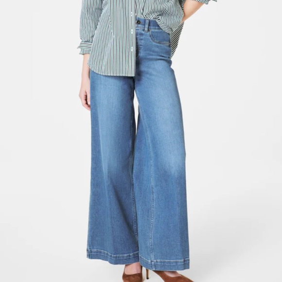 SPANX Denim - EUC SPANXshape EveryWear pull on wide leg jeans L